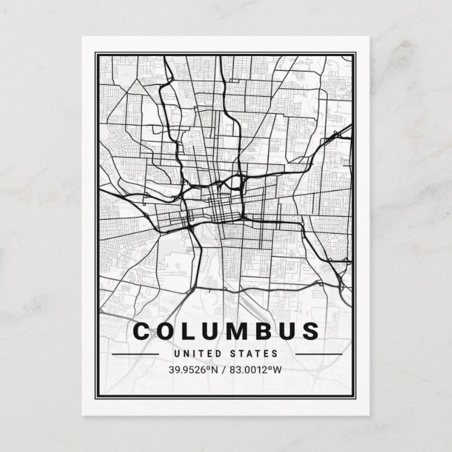 Postal Columbus Ohio Estados Unidos Poster de mapas de ci (Anverso)