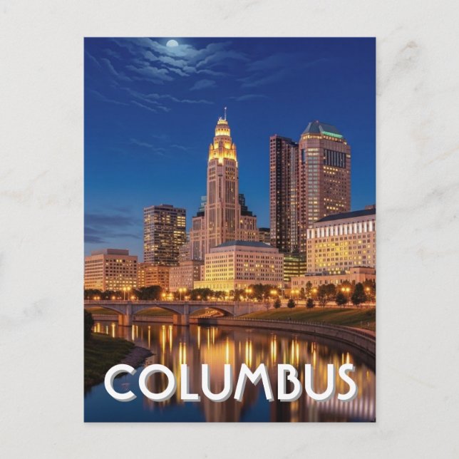 Postal Columbus Ohio Horizonte de Viaje (Anverso)