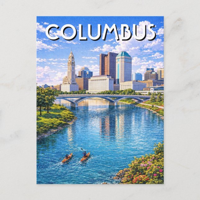 Postal Columbus Ohio Horizonte de Viaje (Anverso)