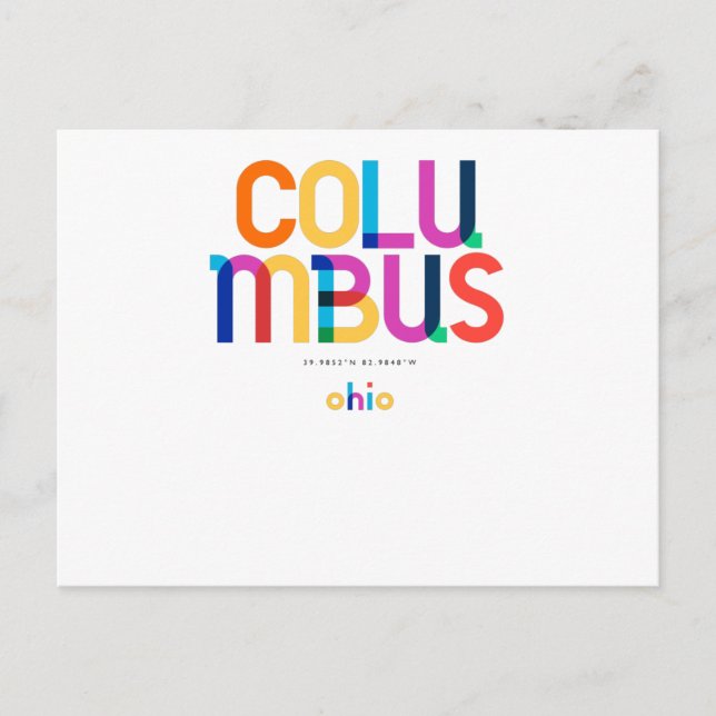 Postal Columbus Ohio Mid Century, Pop Art, (Anverso)