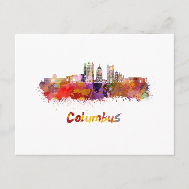 Postal Columbus V2 skyline in watercolor (Anverso)