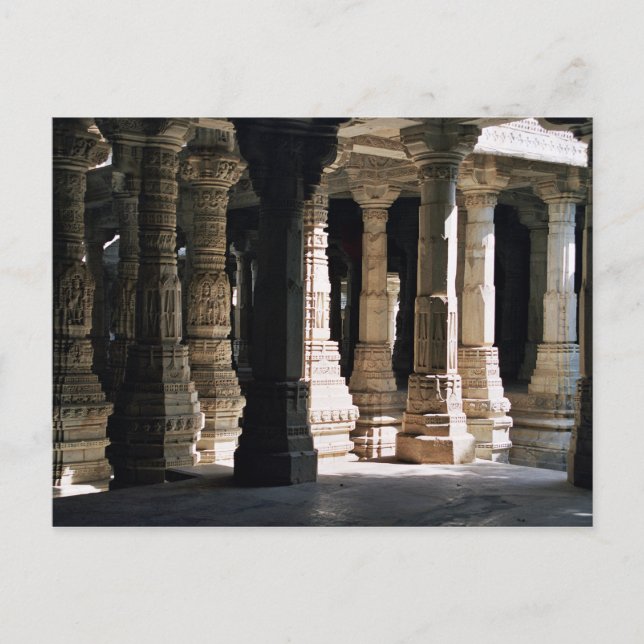 Postal Columnas y sombras del templo de mármol tallado (Anverso)