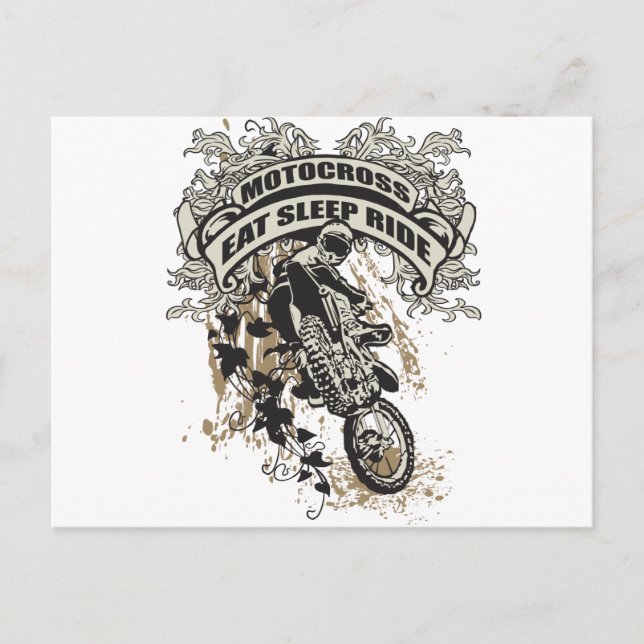 Postal Coma, duerme, monta en Motocross (Anverso)