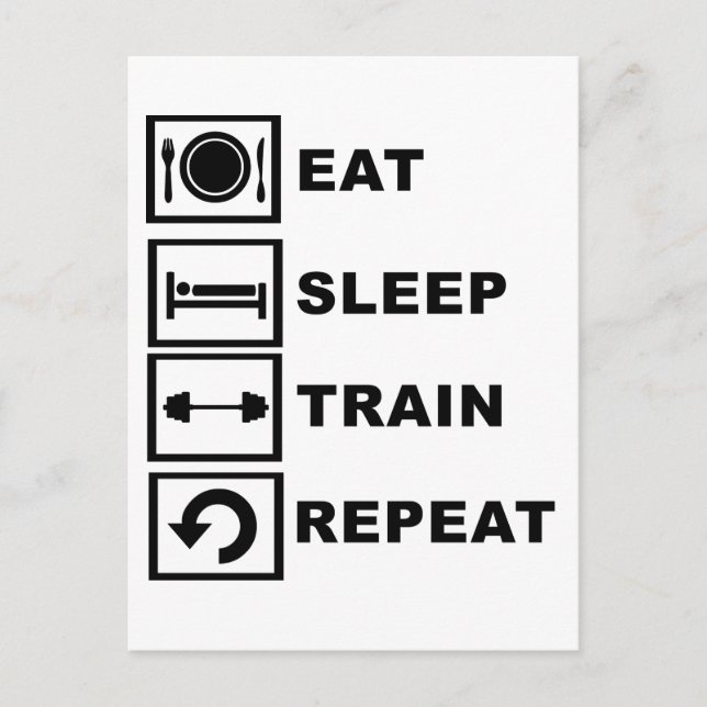 Postal Coma, duerme, tren, repite. (Anverso)