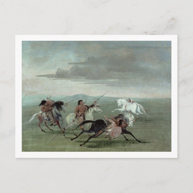 Postal Comanche Feats of Martial Horsemship, 1834 (aceite (Anverso)