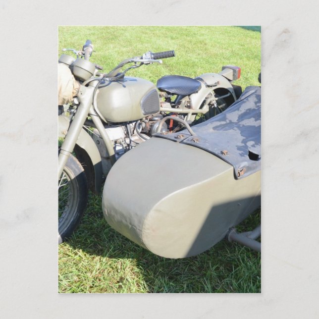 Postal Combinación de motocicletas militares de época (Anverso)