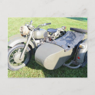 Postal Combinación militar de la motocicleta del vintage