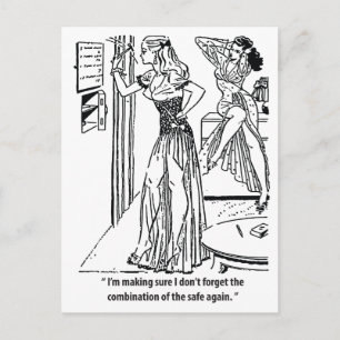 Postal Combinación segura, Humor, Mujer bonita, Antiguo