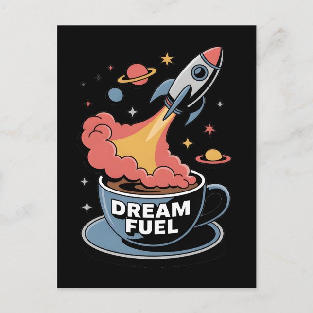 Postal Combustible de Sueños Gráfico: Cohete Despegando d (Anverso)