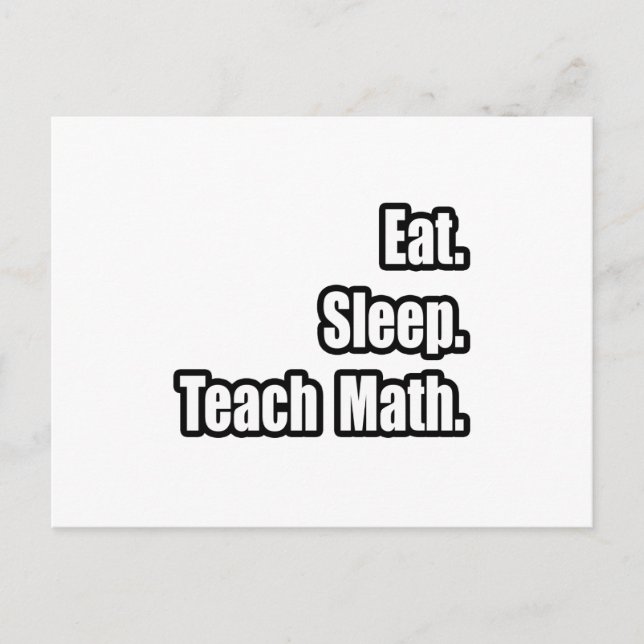 Postal Come. Duerme. Enseñar matemáticas. (Anverso)