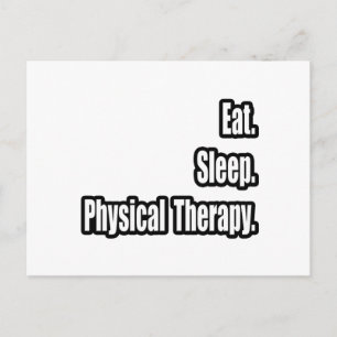 Postal Come. Duerme. Terapia física.
