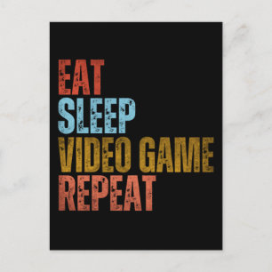 POSTAL COME JUEGA VIDEOJUEGOS DUERME REPITE
