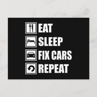 Postal COME SLEEP FIX AUTOS REPETIR Funny Car Musny Car C