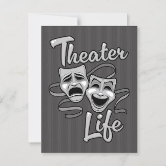 Postal Comedia de la vida en teatro y máscaras de tragedi