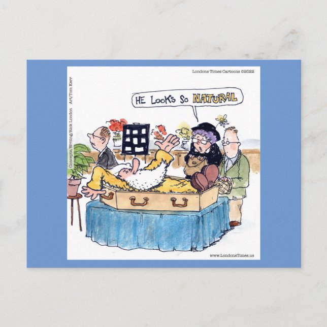 Postal Comedia divertida de Rick London Old Hippie Funera (Anverso)