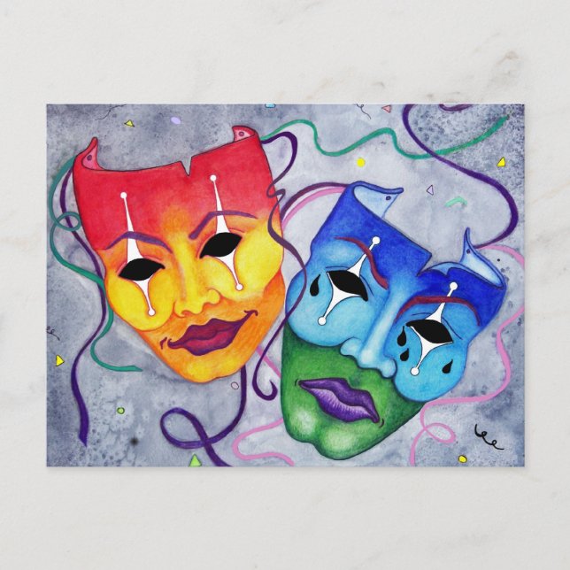 Postal Comedia y tragedia (Anverso)