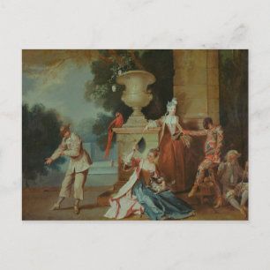 Postal Comediantes italianos en un parque, c.1725