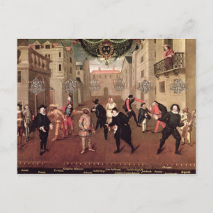 Postal Comediantes italianos y franceses