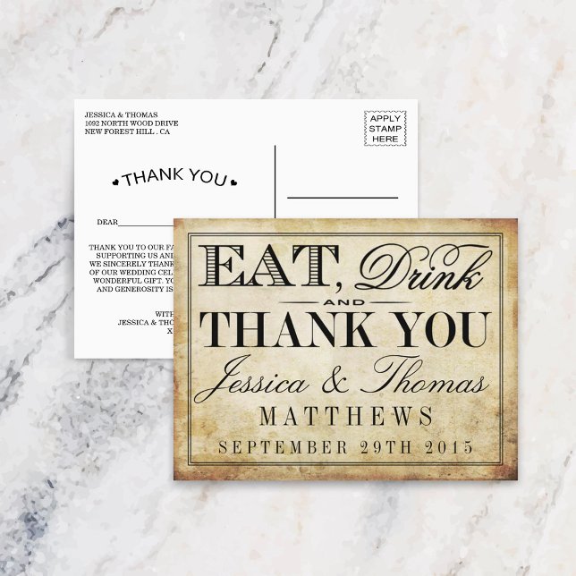 Postal Comer, beber y estar casados con una boda de cosec (Subido por el creador)