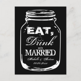 Postal Comer bebida y casarse con un tarro de masón graci