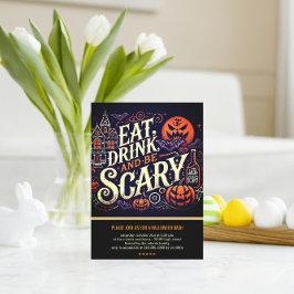 Postal Comer bebida y ser asustado fiesta de Halloween ne