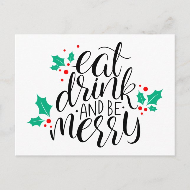 Postal Comer bebida y ser merry Design (Anverso)