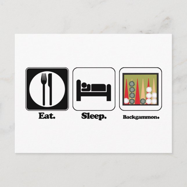Postal comer dormir backgammon (Anverso)