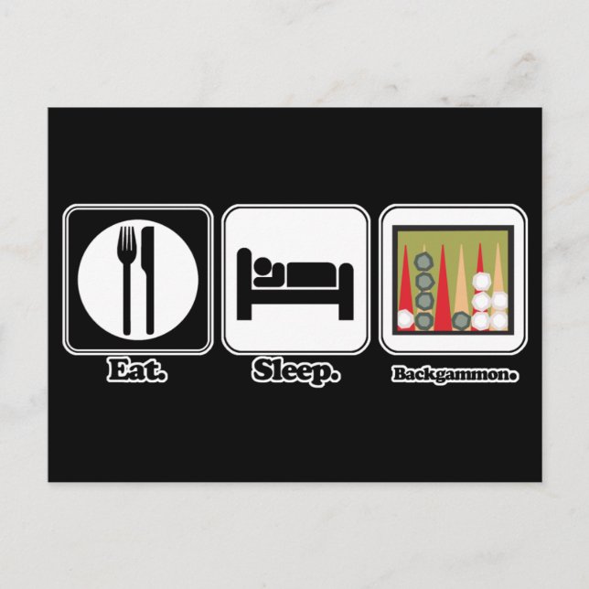 Postal comer dormir backgammon (Anverso)