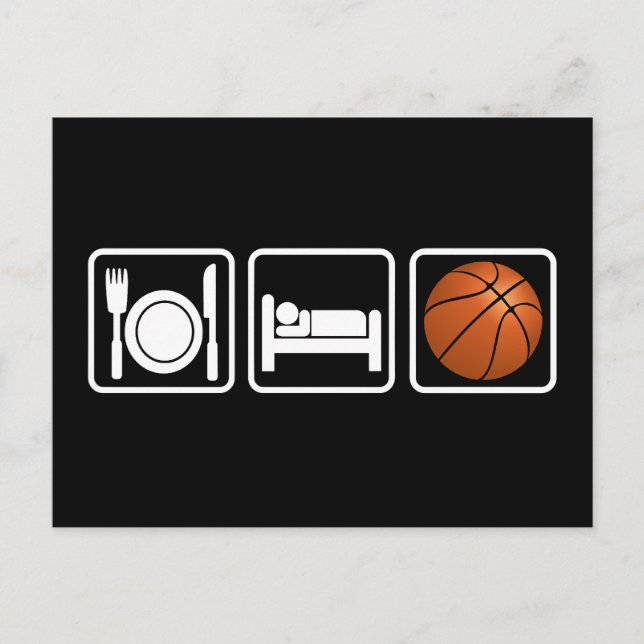 Postal Comer, dormir, baloncesto (Anverso)
