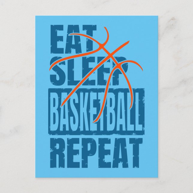 POSTAL COMER DORMIR BALONCESTO REPETIR (Anverso)
