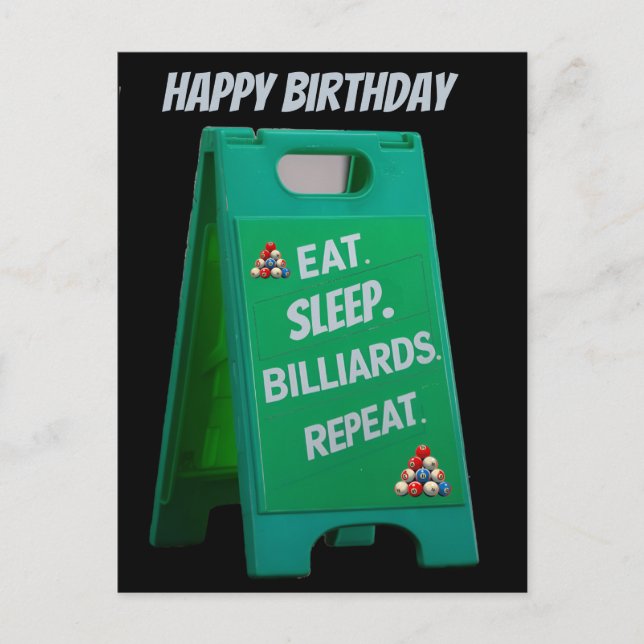 Postal Comer dormir billar repetir letrero de plástico ve (Anverso)