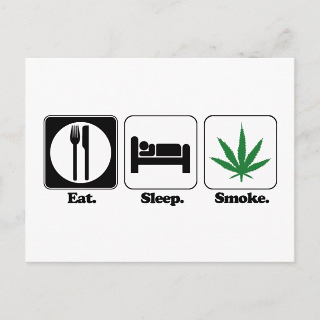 Postal comer dormir fumar marihuana (Anverso)