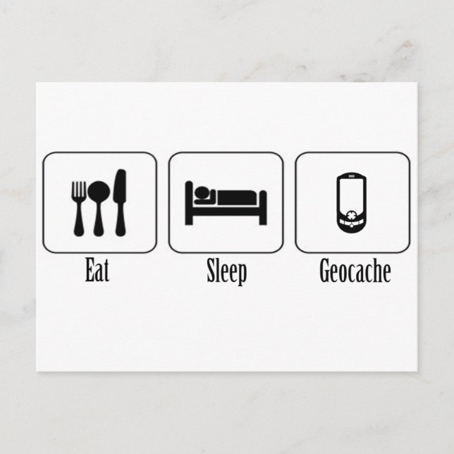 Postal Comer, dormir, geocache (Anverso)