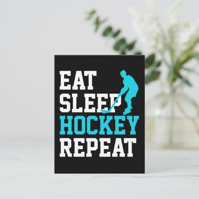 Postal Comer Dormir Hockey Repetir        (Anverso de pie)