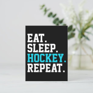 Postal Comer Dormir Hockey Repetir -Amantes del Hockey