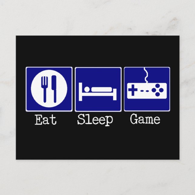 Postal Comer, dormir, jugar (Anverso)