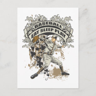 Postal Comer, dormir, jugar béisbol