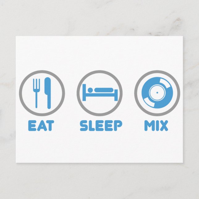 Postal Comer, dormir, mezclar de nuevo - Decoración music (Anverso)