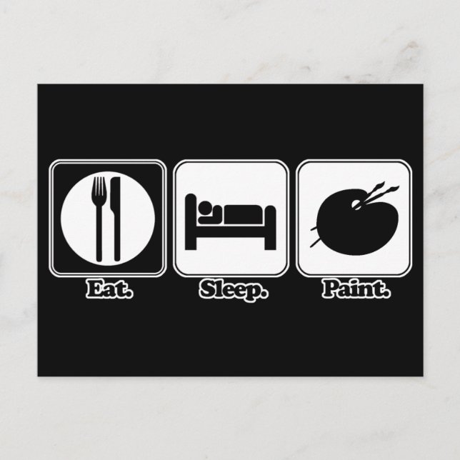 Postal comer dormir pintar (Anverso)
