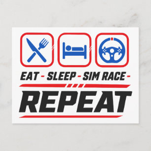 Postal Comer dormir sim carrera repetir para fans de sim