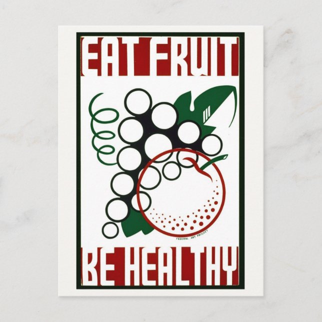 Postal Comer fruta - Ser saludable - Poster de WPA - Prom (Anverso)