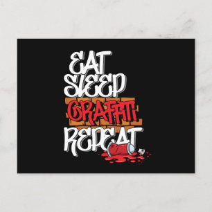 Postal Comer Graffiti Sleep Repetir Pinturas De Spray