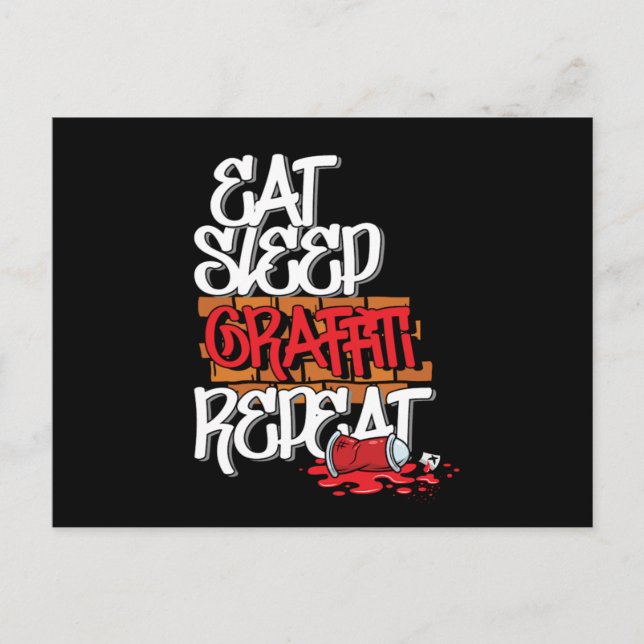 Postal Comer Graffiti Sleep Repetir Pinturas De Spray (Anverso)
