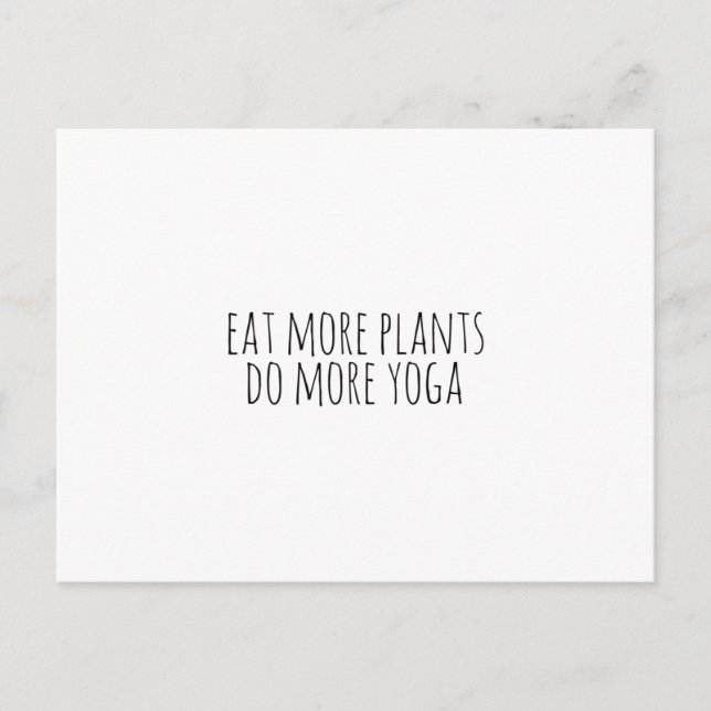 Postal Comer más plantas hace más yoga-vegano-vegetariano (Anverso)