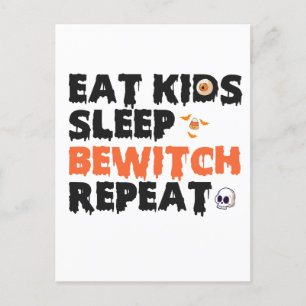 Postal Comer Niños Dormir Embrujar Repetir Divertida Bruj