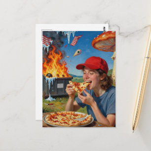 Postal Comer pizza e ignorar el incendio de la basura est