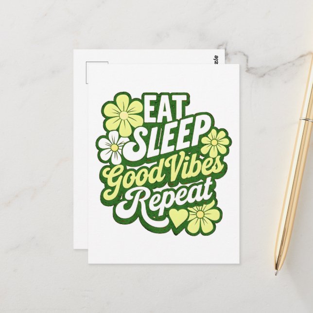Postal Comer Sleep Good Vibes Repetir (Anverso/Reverso In Situ)