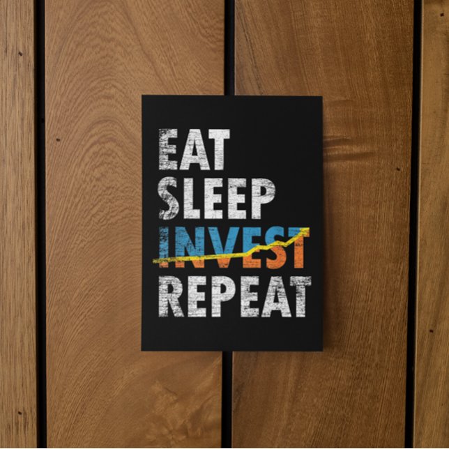 POSTAL COMER SLEEP INVERTIR REPETIR EL MERCADO DE VALORES (EAT SLEEP INVEST REPEAT STOCK MARKET POSTCARD)