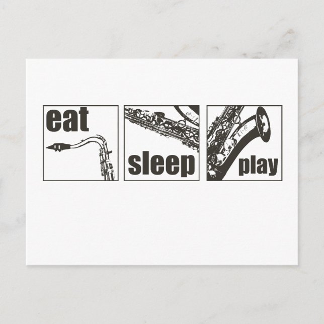 Postal Comer Sleep Play Sax (Anverso)