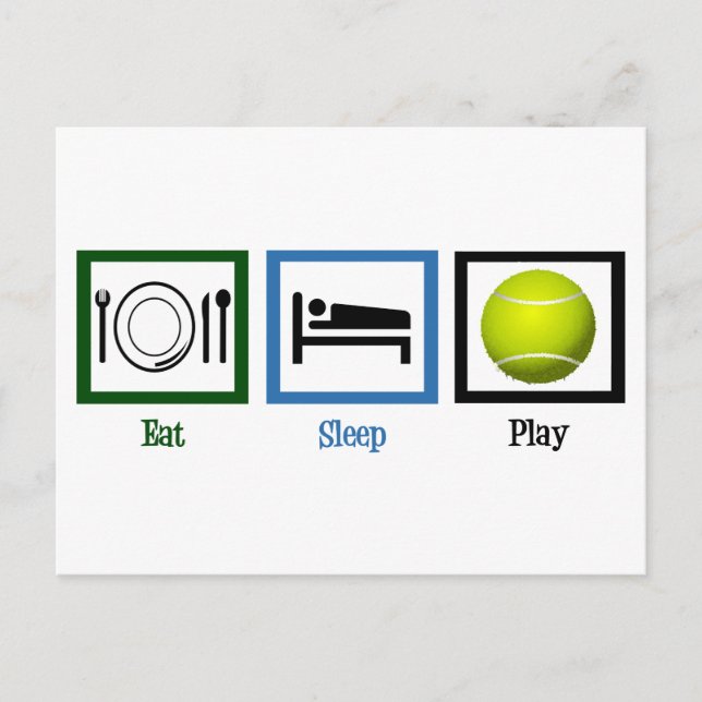 Postal Comer Sleep Play Tennis (Anverso)